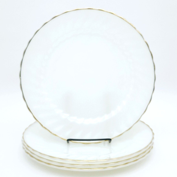 Anchor Hocking Fire King Dinner Plate Milk Glass Gold Rim 10" Replacement MCM 4 - Picture 2 of 8
